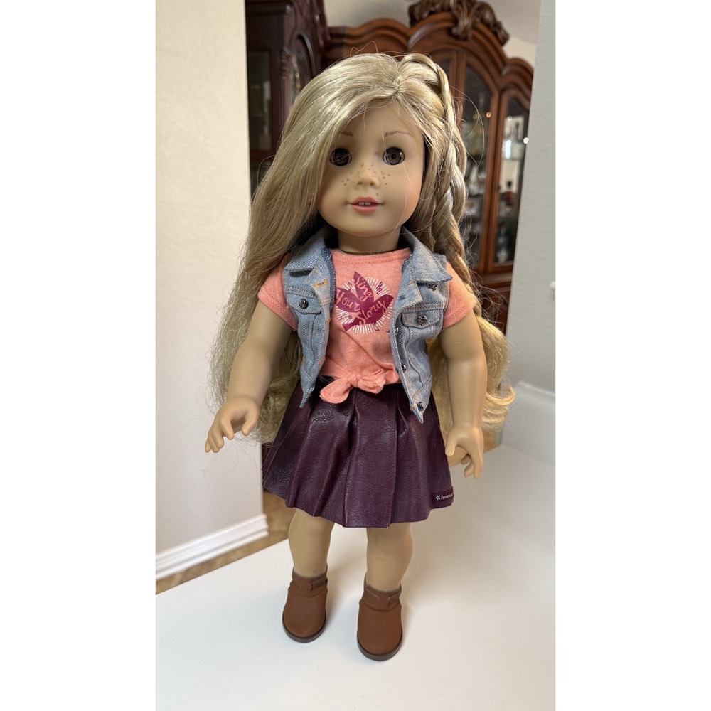 American Girl Tenney Grant 18" Doll Blonde Hair Brown Eyes Freckles Outfit